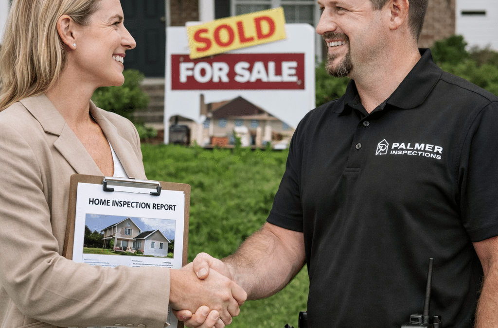 Realtor shaking hands with a Palmer Inspections home inspector after a home inspection in East Texas