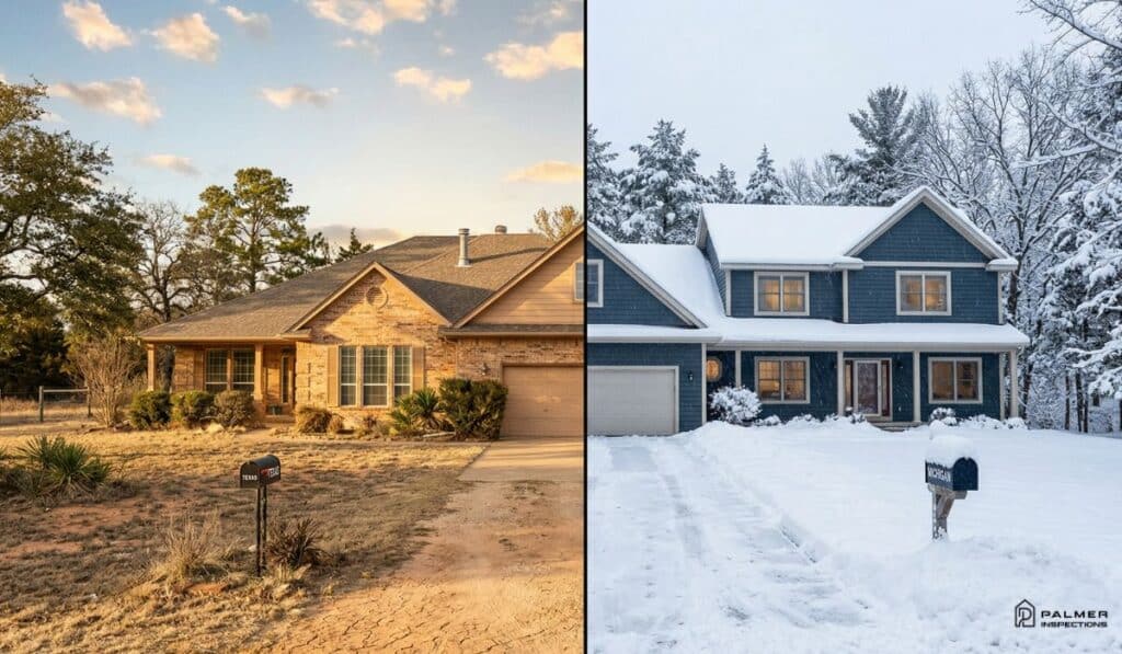 Palmer Inspections certified inspector comparing East Texas home conditions to colder climate property